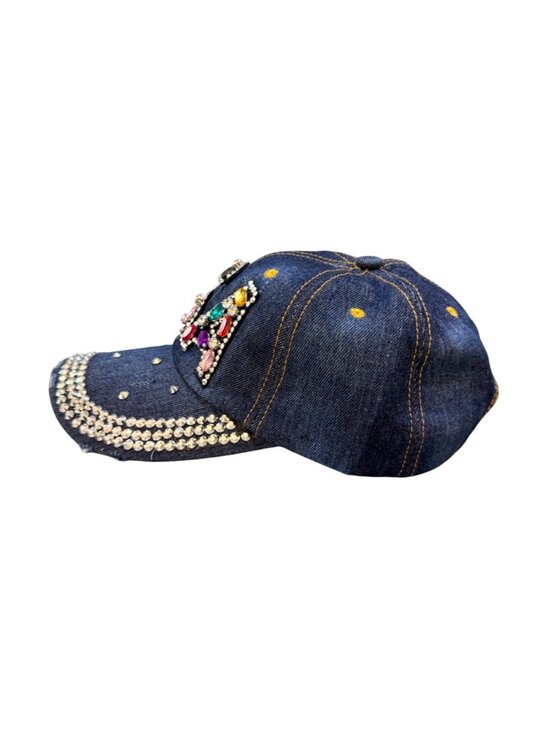 Patriotic Bling Denim Baseball Cap America 250 Rhinestone Sparkle Festival Hat main image 6